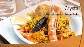  Presentation with spanish food - Audience pleasing presentation design consisting of rice - traditional spanish food backdrop and a coral colored foreground