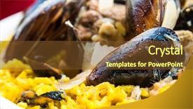  Presentation with spanish food - PPT layouts consisting of rice - traditionnal spanish food background and a tawny brown colored foreground