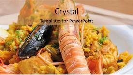  Presentation with spanish food - Audience pleasing PPT theme consisting of rice - traditionnal spanish food backdrop and a yellow colored foreground