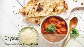  Presentation with indian restaurant - Slide set with fresh and tasty chicken tikka background and a lemonade colored foreground