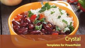  Presentation with food red - PPT theme enhanced with rice and red kidney beans background and a tawny brown colored foreground