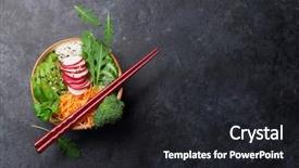  Presentation with hawaiian tuna poke bowl - PPT layouts featuring rice and vegetables traditional hawaii background and a dark gray colored foreground