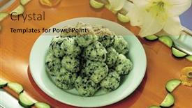  Presentation with korea - Presentation theme having rice-balls-of-korea background and a gold colored foreground