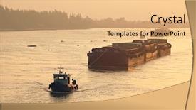  Presentation with tug boat - Colorful slides enhanced with rice barge getting tugged up backdrop and a coral colored foreground