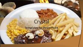  Presentation with beans - Audience pleasing PPT layouts consisting of rice beans meat chips and salad backdrop and a yellow colored foreground