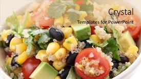  Presentation with food for health - Cool new PPT theme with rice black - quinoa salad vegetarian food backdrop and a coral colored foreground