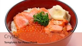  Presentation with japanese food - Amazing slide set having rice bowl topped with salmon salmon roe japanese food backdrop and a red colored foreground