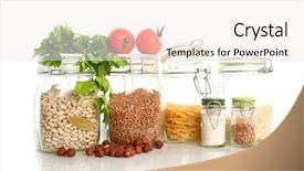  Presentation with healthy food and herb - Slide set enhanced with rice bran - fresh healthy food isolated background and a sky blue colored foreground