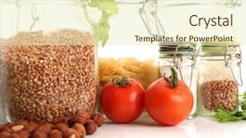  Presentation with rice bran - Presentation theme consisting of rice bran - fresh healthy food isolated background and a soft green colored foreground