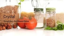  Presentation with kids health food - Amazing slides having rice bran - fresh healthy food isolated backdrop and a  colored foreground