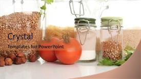  Presentation with healthy food process - PPT layouts consisting of rice bran - fresh healthy food isolated background and a  colored foreground