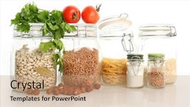  Presentation with white healthy food - Slides consisting of rice bran - fresh healthy food isolated background and a  colored foreground