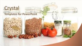  Presentation with white healthy food - PPT theme with rice bran - fresh healthy food isolated background and a cream colored foreground