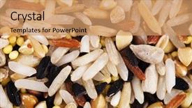  Presentation with rice grains - PPT theme consisting of rice bran - raw grains background mixed background and a coral colored foreground