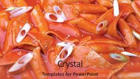  Presentation with asian food - PPT theme consisting of fish cake - asian food background and a red colored foreground