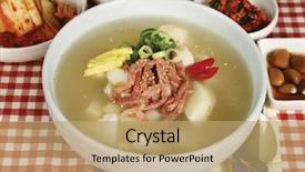  Presentation with asian food - Cool new presentation theme with asian food backdrop and a coral colored foreground