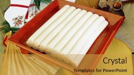  Presentation with korean food - Presentation enhanced with rice cake - korean food background and a gold colored foreground