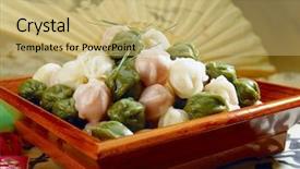  Presentation with korean food - PPT theme enhanced with  background and a  colored foreground