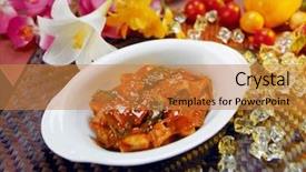 Presentation with korean food - Presentation theme consisting of korean food background and a gold colored foreground