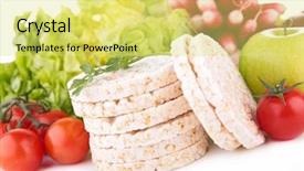  Presentation with rice cake - Cool new slide set with rice cake and vegetables backdrop and a yellow colored foreground