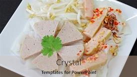  Presentation with rice cake - Presentation theme consisting of rice-cake-with-shrimp-paste background and a coral colored foreground