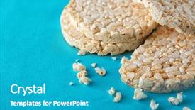  Presentation with rice crackers - Slide deck consisting of rice crackers on blue background background and a teal colored foreground
