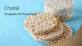  Presentation with rice crackers - PPT layouts with rice crackers on blue background background and a arctic colored foreground