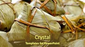  Presentation with dragon boat - Theme enhanced with rice dumpling for dragon boat background and a tawny brown colored foreground