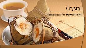  Presentation with dumpling - Colorful PPT theme enhanced with rice dumpling for dragon boat backdrop and a yellow colored foreground