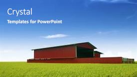  Presentation with paddy field - PPT theme with rice factory in paddy rice field at malaysia background and a teal colored foreground