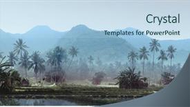  Presentation with fishing net - Beautiful theme featuring rice farm - small wooden house with fishing backdrop and a light blue colored foreground