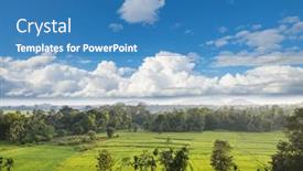  Presentation with rice field - PPT layouts consisting of rice-field-at-sunset background and a teal colored foreground