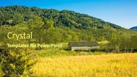 Presentation with rice field - Beautiful theme featuring rice-field-in-huangshan-china backdrop and a tawny brown colored foreground