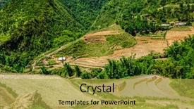  Presentation with rice terraces - Theme featuring rice field terraces rice paddy near cat cat village near sapa vietnam background and a yellow colored foreground