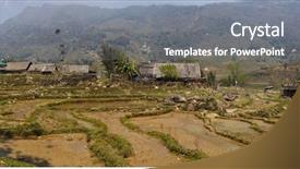  Presentation with rice terraces - Presentation design enhanced with rice field terraces rice paddy background and a gray colored foreground