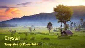  Presentation with rice field - PPT layouts featuring rice fields and mountains background and a tawny brown colored foreground
