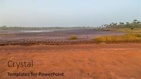  Presentation with rice fields - Cool new PPT theme with rice-fields-outside-bissau backdrop and a red colored foreground