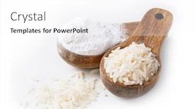  Presentation with flour - PPT layouts with rice-flour-in-a-wooden background and a white colored foreground
