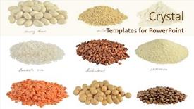  Presentation with rice grain - Theme featuring rice grain - flour cereals and beans isolated background and a cream colored foreground