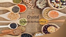  Presentation with rice grain - Cool new presentation theme with rice grain - various food ingredients beans legumes backdrop and a coral colored foreground