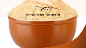  Presentation with brown rice - Beautiful presentation theme featuring rice in a brown plate isolated on white backdrop and a blonde colored foreground