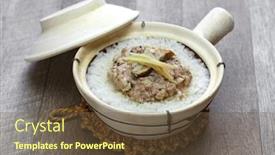  Presentation with chinese traditional - Amazing slide set having rice-in-clay-pot-steamed backdrop and a tawny brown colored foreground