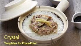  Presentation with clay - Colorful slide set enhanced with rice-in-clay-pot-steamed backdrop and a tawny brown colored foreground