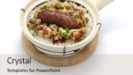  Presentation with chinese food - Colorful slide deck enhanced with rice in clay pot backdrop and a coral colored foreground