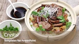  Presentation with chinese food - Presentation theme with rice in clay pot background and a coral colored foreground