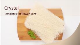  Presentation with cutting board - Colorful PPT theme enhanced with rice noodles on wooden cutting backdrop and a lemonade colored foreground