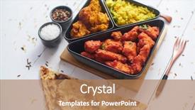  Presentation with chicken curry - Colorful presentation theme enhanced with spicy indian fried chicken served backdrop and a coral colored foreground