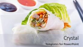  Presentation with chicken - Cool new presentation theme with rice paper - spring rolls with vegetable backdrop and a light blue colored foreground
