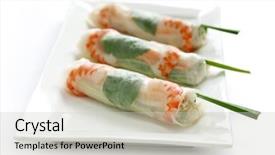  Presentation with vietnamese food spring roll - Theme consisting of rice paper - summer roll salad roll fresh background and a light gray colored foreground