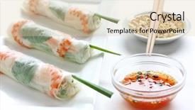  Presentation with vietnamese food spring roll - Beautiful PPT theme featuring rice paper - summer roll salad roll fresh backdrop and a lemonade colored foreground
